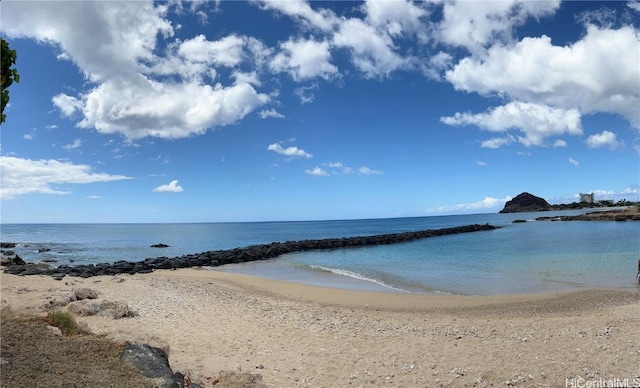 view of water feature with a view of the beach