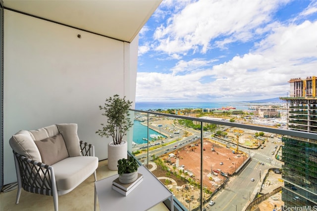 balcony with a water view