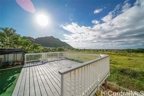 deck with a mountain view