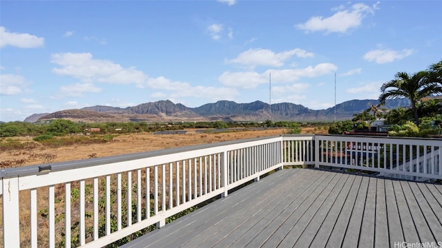 deck with a mountain view