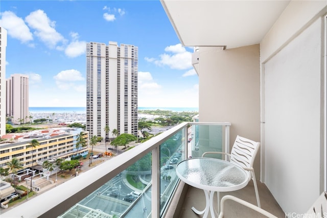 balcony with a water view