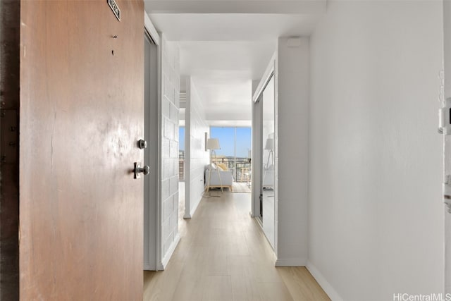 hallway with expansive windows