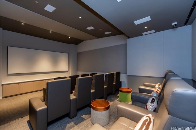 view of carpeted cinema room