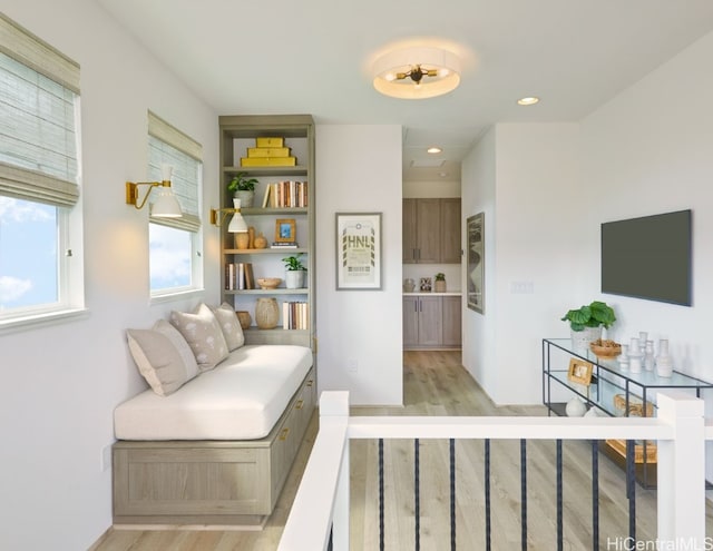 living area featuring light wood-type flooring