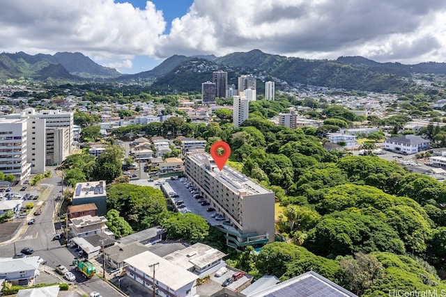 aerial view with a mountain view