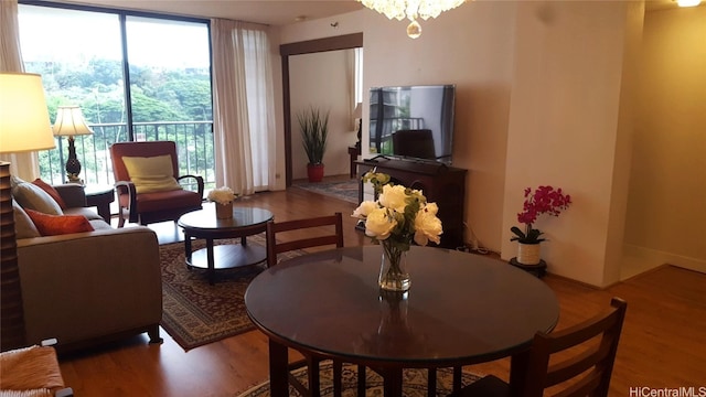 living room with hardwood / wood-style flooring