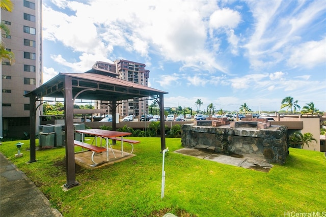 view of yard with a gazebo