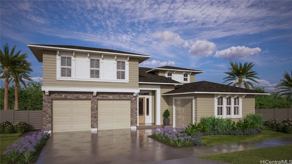 view of front of property featuring a garage