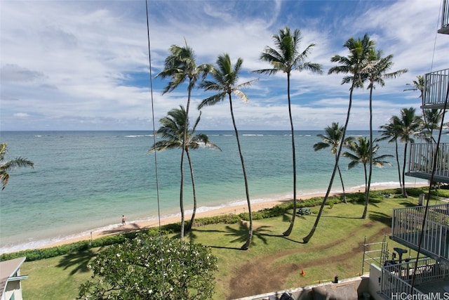 property view of water featuring a view of the beach