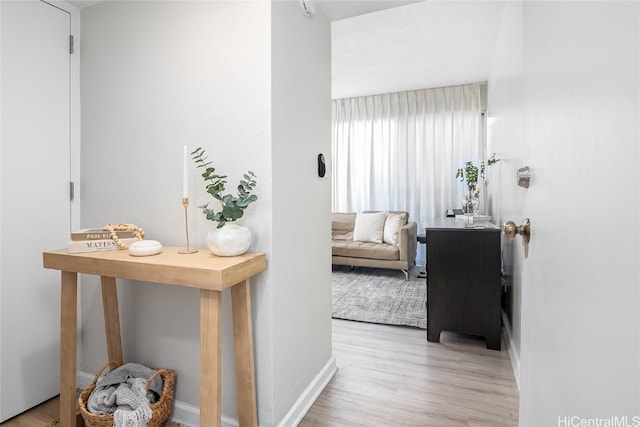 hall featuring light hardwood / wood-style floors