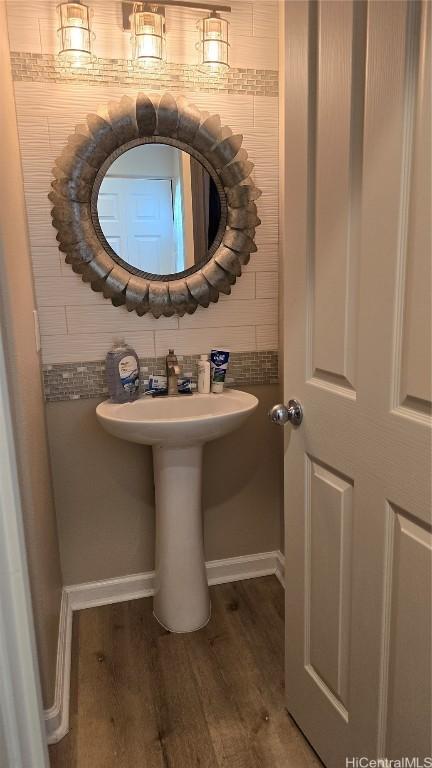 bathroom featuring hardwood / wood-style flooring