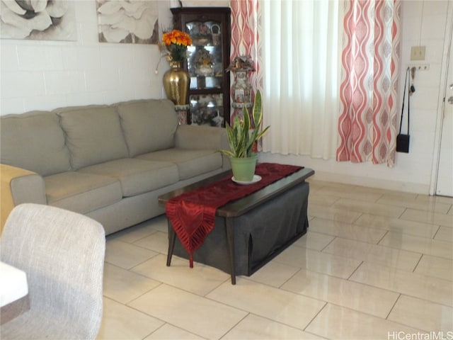 view of tiled living room