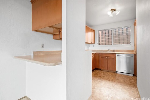 kitchen with sink and stainless steel dishwasher