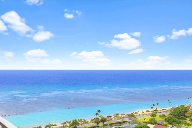 view of water feature featuring a beach view