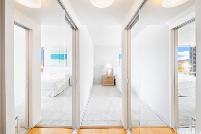 hallway with wood-type flooring