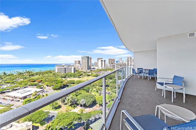 balcony with a water view