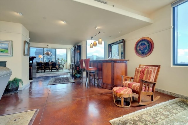 living area featuring a healthy amount of sunlight