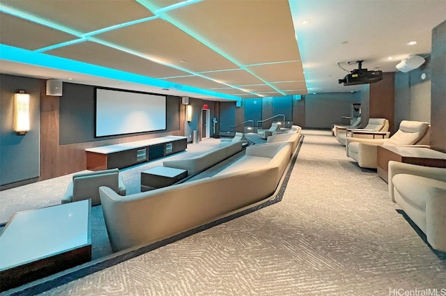 view of carpeted home theater room