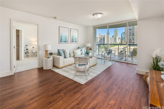 living room with wood-type flooring