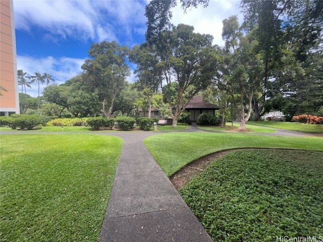 view of yard with a gazebo