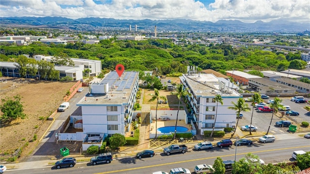 aerial view with a mountain view