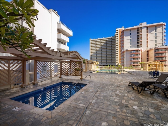 view of pool featuring a patio area