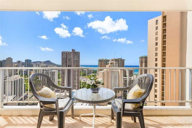 balcony with a water view