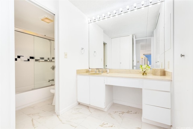 400 Hobron Ln Unit 3101, Honolulu, HI 96815 - full bathroom with marble finish floors, vanity, shower / bath combination with glass door, and baseboards