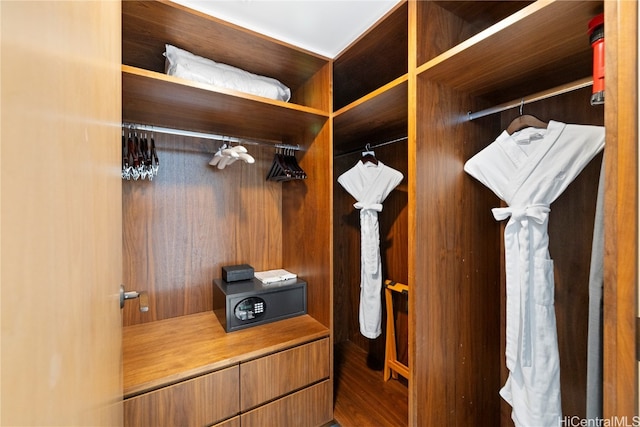 spacious closet featuring hardwood / wood-style flooring