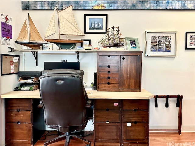 office featuring light hardwood / wood-style floors