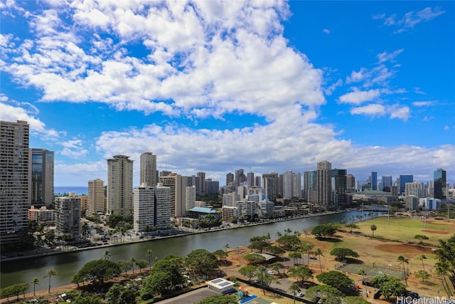 city view with a water view