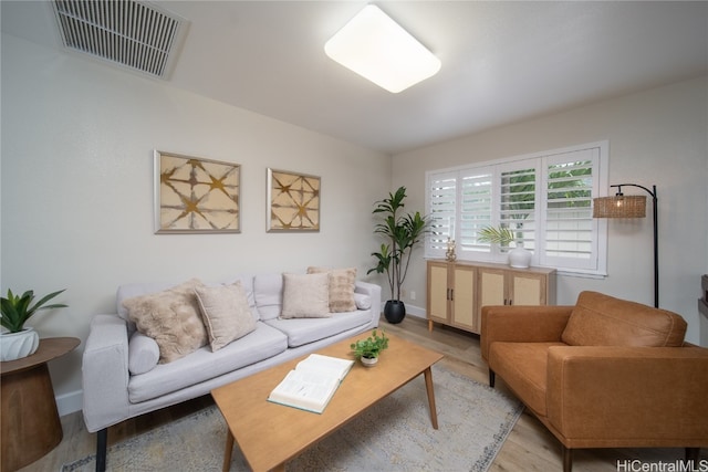 living room with light wood-type flooring