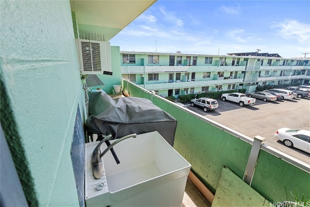 balcony featuring sink