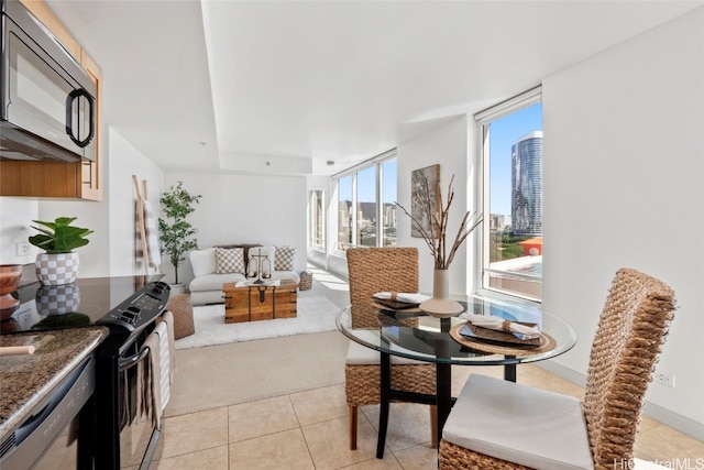 interior space featuring light tile patterned floors