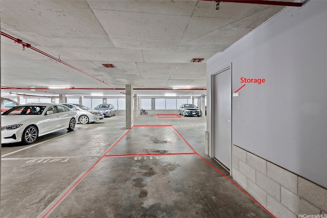 view of parking garage