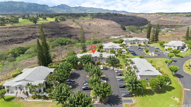 bird's eye view with a mountain view