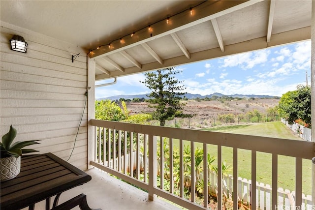 balcony with a mountain view