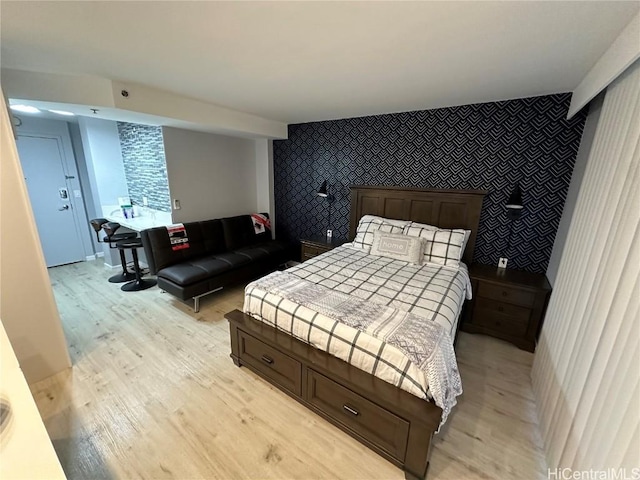 bedroom featuring light hardwood / wood-style flooring