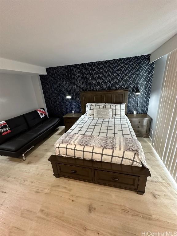 bedroom featuring light hardwood / wood-style floors