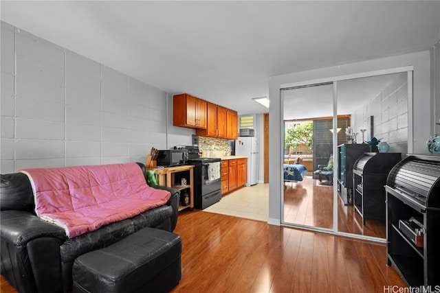 living room featuring light hardwood / wood-style flooring