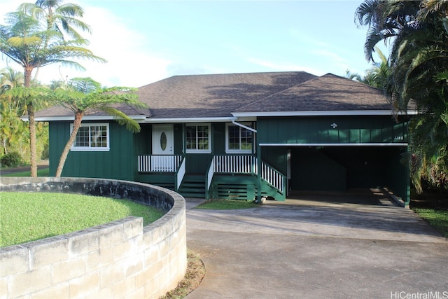 view of single story home