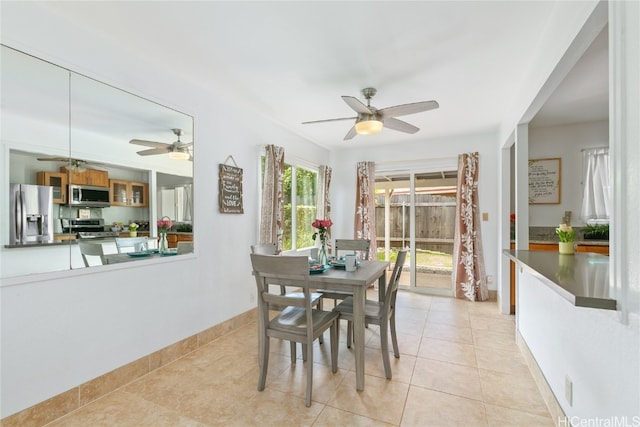 view of tiled dining space