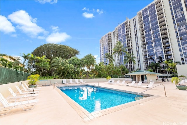 view of pool with a patio area