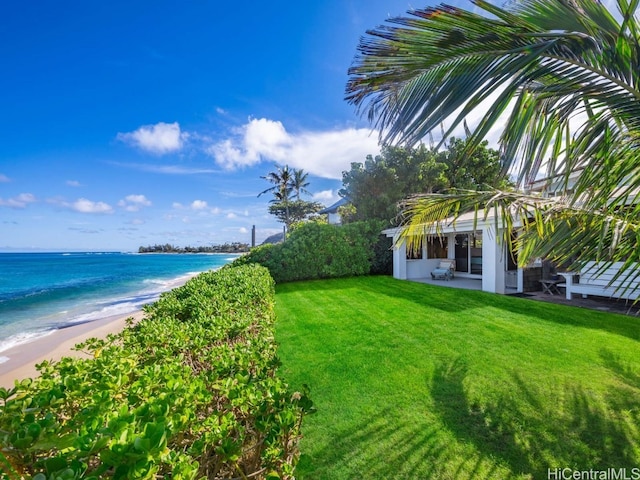 view of water feature featuring a beach view