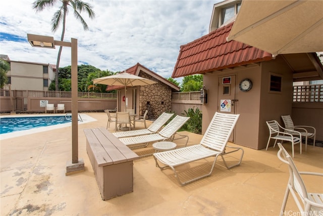 view of patio / terrace with a community pool