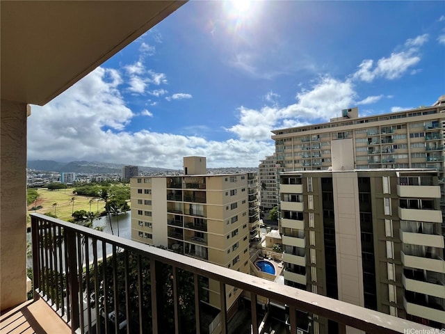 balcony featuring a view of city