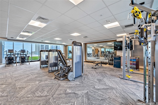 gym with carpet floors