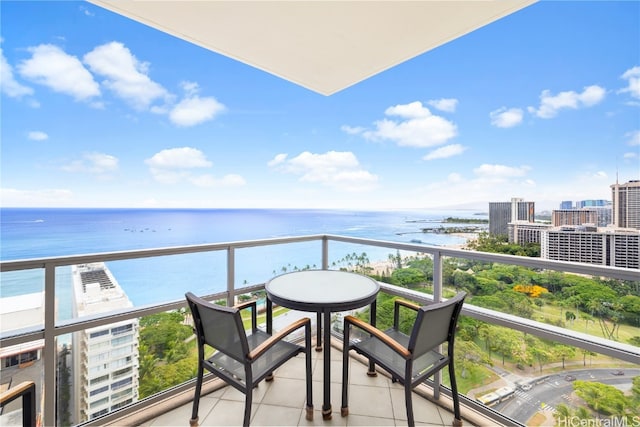 balcony with a water view