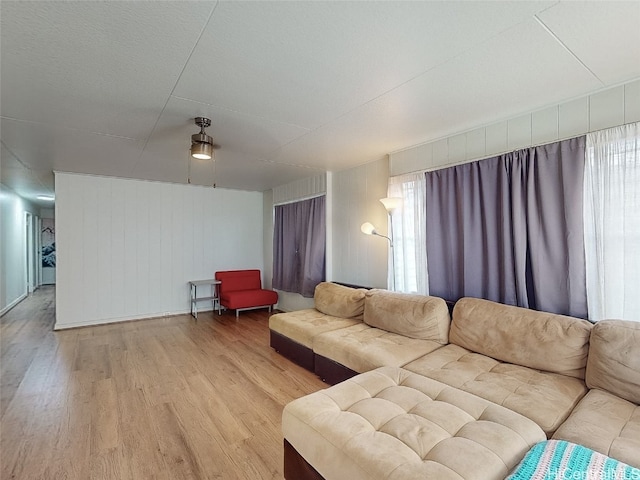 living room with light hardwood / wood-style floors