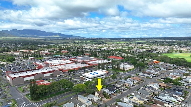 bird's eye view with a mountain view